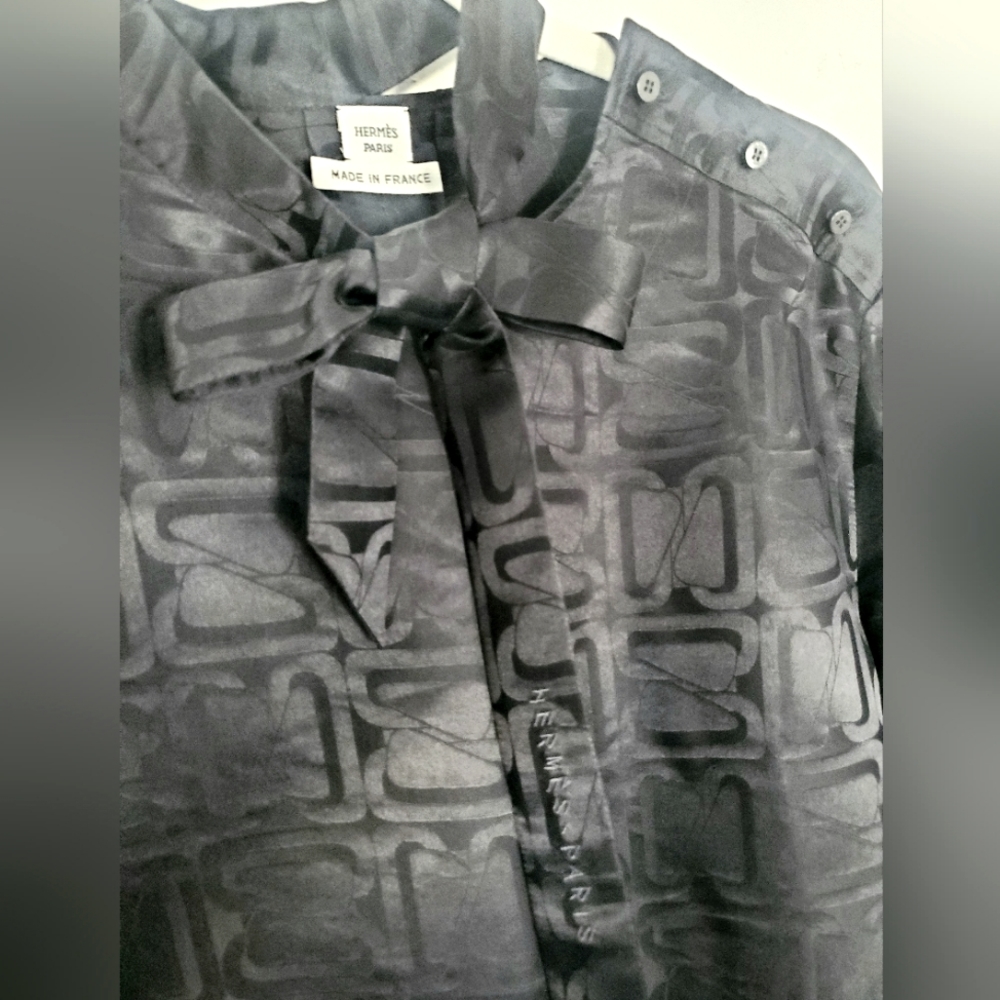 Hermès Black Silk Blouse